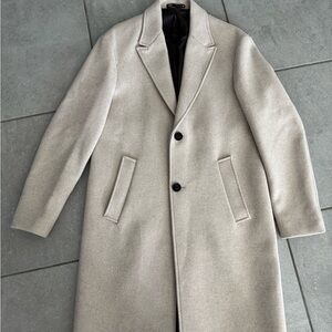 Zara Men's Classic Beige Overcoat